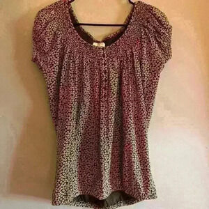 New Look Central Brown Floral Clinched Sleeve Blouse With Buttons Women’s